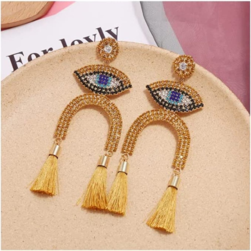Evil Eye 🧿 Dangle Crystal Earrings